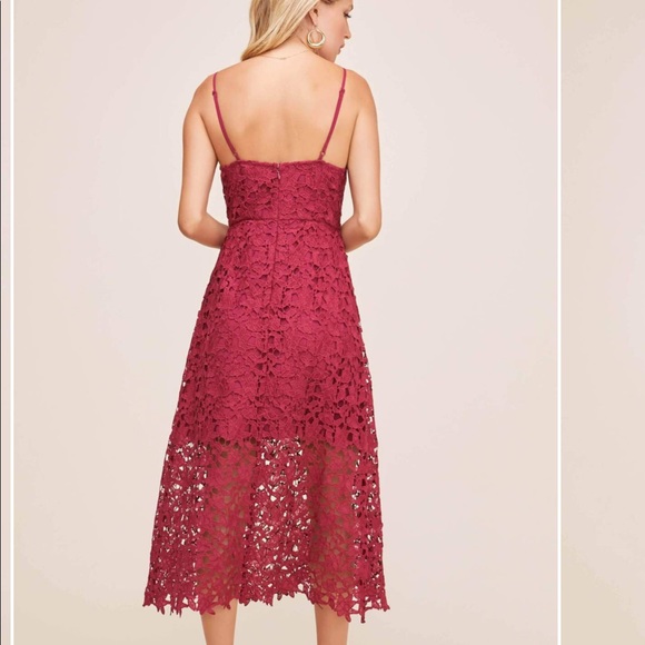 Astr Lace A Line Midi Dress Berry Red - Picture 3 of 10